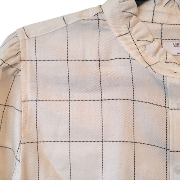 UNTUCKit For Her Ivory Winona Window Pane Button Down Shirt Women - Picture 7 of 7